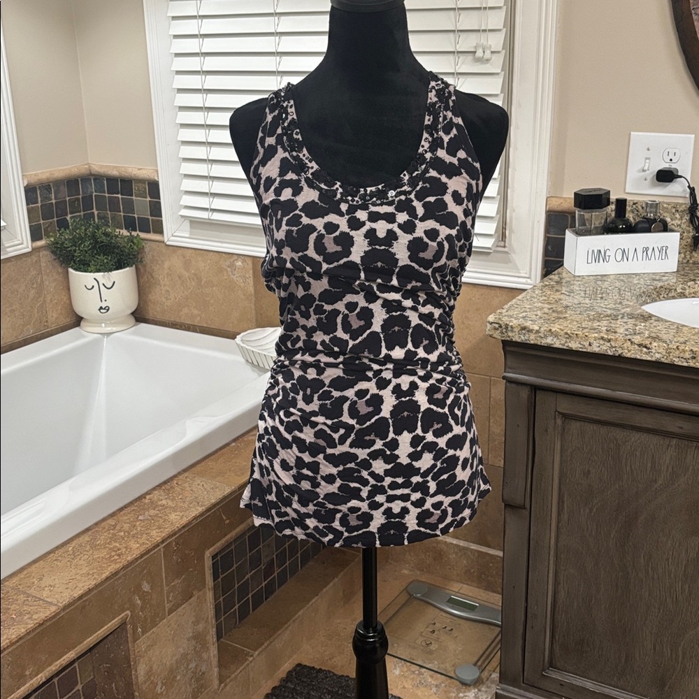 INC International Concepts Black and White Animal Print top